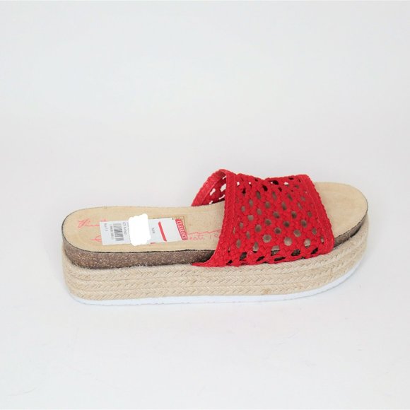 Vintage Havana | Red Open Weave Espadrille Slide - Picture 4 of 7